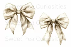 Bows, Cream, Ephemera, PNG, watercolor, Clipart Product Image 3