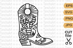 Cowboy boot cut file svg, png Cactuses floral decor cricut Product Image 1