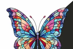 Stained Glass Butterfly PNG, DTF Transfers,Watercolor Design Product Image 4