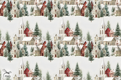 Old Christmas Town digital paper, background clipart Product Image 3