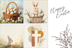 Watercolor Easter Bunny Pillow, Easter Pillow Template Product Image 3
