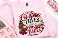 Christmas Trees and Turning Pages PNG, Book Lover Christmas Product Image 4