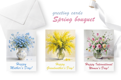 Spring flowers greeting cards. Watercolor blooming flowers. Product Image 3