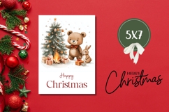 Cartoon Christmas Bear Greeting Card Printable Product Image 3