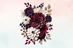 3d sublimation Burgundy Floral Bouquet Clipart Bundle, 3D Product Image 3