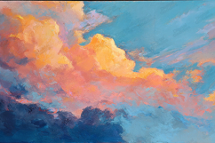 Painterly Sunset Cloud Background with Warm Soft Sky Brush Product Image 1
