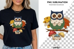 Patchwork Owl PNG Sublimation | Rustic Woodland Owl Clipart Product Image 3