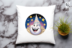 Smiling Moon Face With Stars Clipart Sublimation PNG Product Image 3