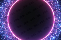 Neon Glow Circle Frame Futuristic Light Border Background Product Image 1