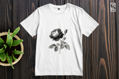 Black White Rose Flower Clipart Sublimation PNG Product Image 2