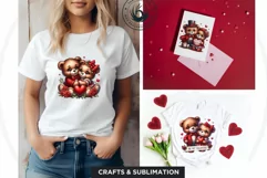 Valentines day Teddy bear Couple PNG clipart for sublimation Product Image 3