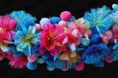 Vibrant Floral Pom Pom Border Colorful Decorative Background Product Image 1