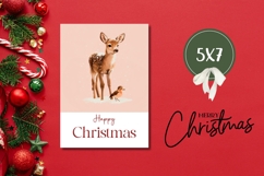 Cute Christmas Deer Greeting Card, Happy Christmas Card PNG Product Image 3