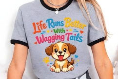 Life Runs Better With Wagging Tails Cute Puppy Shirt Design Product Image 3