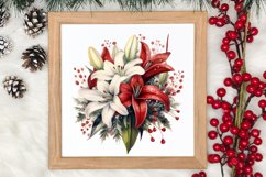 Christmas Flowers Watercolor Clipart, Christmas PNG Product Image 3