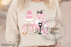 Pink Just Married Wedding PNG Bride Clipart Sublimation Product Image 3