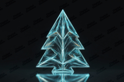 Neon Futuristic Christmas Tree Glowing Holiday Illustration Product Image 1
