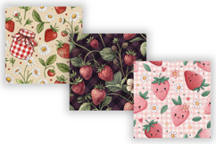 Pastel Strawberry Gingham Digital Paper, Seamless Watercolor Product Image 3