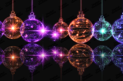 Neon Christmas Ornaments Colorful Glowing Holiday Background Product Image 1