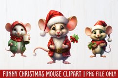 Funny Christmas Mouse Clipart Sublimation Product Image 1