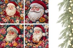 Embroidery Santa Claus Pillowcase, Knitted Santa Pillow PNG Product Image 3