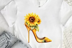 Sunflower High Heel Watercolor PNG Clipart Product Image 3