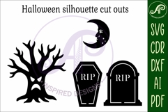 Halloween Silhouette shapes tombstone and tree Product Image 3