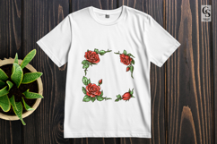 Hand Drawn Red Rose Floral Wreath Clipart Sublimation PNG Product Image 2