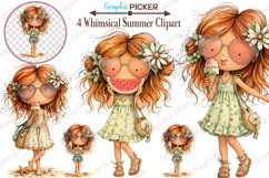 Whimsical Summer Girl Clipart, Cute Beach Girls PNG, Summer Product Image 3
