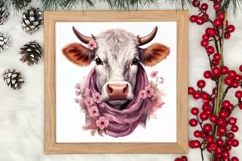 Beautiful Christmas Cow Clipart, Christmas Cow Clipart Product Image 3