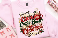 Warm Cocoa Cozy Book Christmas PNG, Book Lover Sublimation Product Image 4