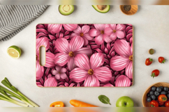 Pink Knitted Flowers Cutting Boards sublimation Design Product Image 3