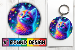 Cheerful Round Design Sublimation PNG, Cat Product Image 1