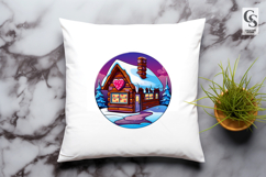 Snowy Love Cabin clipart sublimation PNG Product Image 3