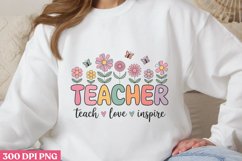 Teacher teach love inspire PNG, Teacher Back T Product Image 3