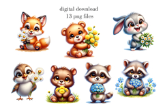 Animal with flowers, Baby Animals PNG set Product Image 3