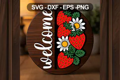 Welcome Door Sign SVG with Strawberries & Daisies Product Image 3