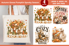 Autumn Goose Pumpkin Spooky Season Sublimation PNG Product Image 1