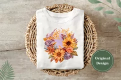 Watercolor Fall Wreath PNG, Warercolor Floral Wreath PNG Product Image 3