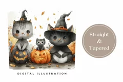 Cute Halloween Cats Tumbler Wrap, Cartoon Pumpkins Tumbler Product Image 3