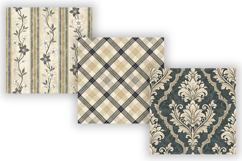 Graphite Toile Digital Paper Pack, Vintage Floral Toile Product Image 3