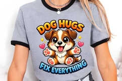 Dog Hugs Fix Everything Cute Puppy Shirt Design Product Image 3