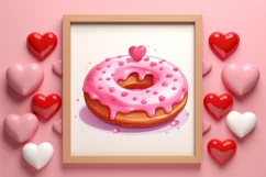 Retro Valentine Watercolor Clipart, Pink Valentine Product Image 3