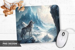 Lone Wolf Mountain Peak Enchanted Icy Kingdom Mouse Pad PNG Product Image 1