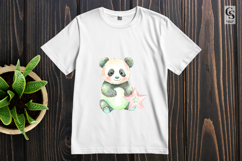 Cute Panda Star Watercolor Clipart Sublimation PNG Product Image 3