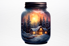Christmas in Jar Watercolor Clipart PNG Product Image 3