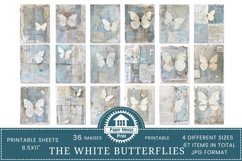 White Butterflies Junk Journal Paper Pack Product Image 3