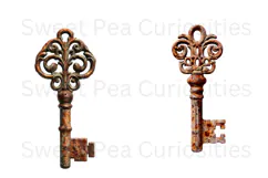 Vintage, Key, Metal, Rust, Ephemera, PNG, Clipart Product Image 3