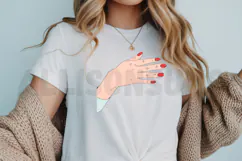 hand, woman, female, girl, finger, skin, nail, manicure, red, elegant, fashion, style, beauty, cosmetic, glamour, care, clean, isolated, white, illustration, vector, graphic, art, drawing, minimalist, modern, cartoon, outline, line art, design, palm, gest