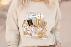 White &amp; Gold Hair Salon Sublimation PNG Beauty Tools Design Product Image 7
